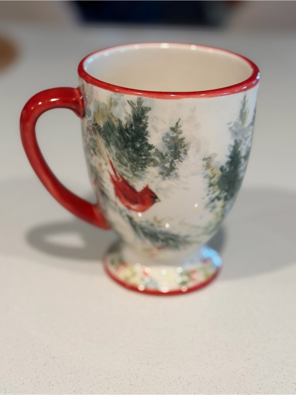 Cracker Barrel Red-Trim Cardinal Winter Scene Mug
